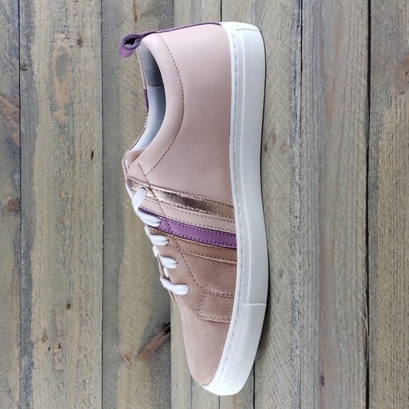 Seychelles Women's Stand Out Leather Suede Sneakers Blush Multi Stripe - Picture 5 of 9